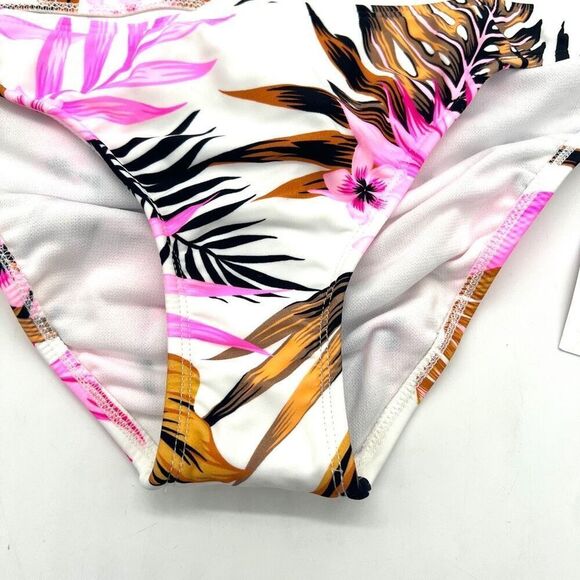 Salt + Cove Women's Tropic Time Printed Cinch-Back Bikini Bottoms Size Medium - Picture 5 of 16